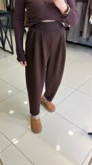 Modal Kumaş Şalvar Kesim Pantolon-KAHVE