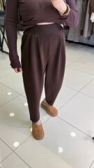 Modal Kumaş Şalvar Kesim Pantolon-KAHVE