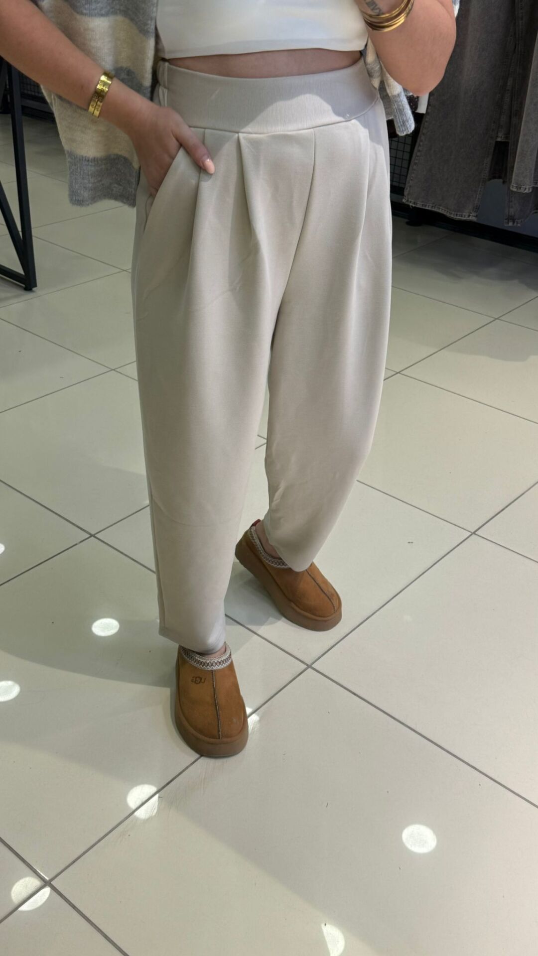 Modal Kumaş Şalvar Kesim Pantolon-BEJ