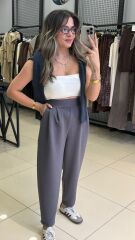 Modal Kumaş Şalvar Kesim Pantolon-GRİ