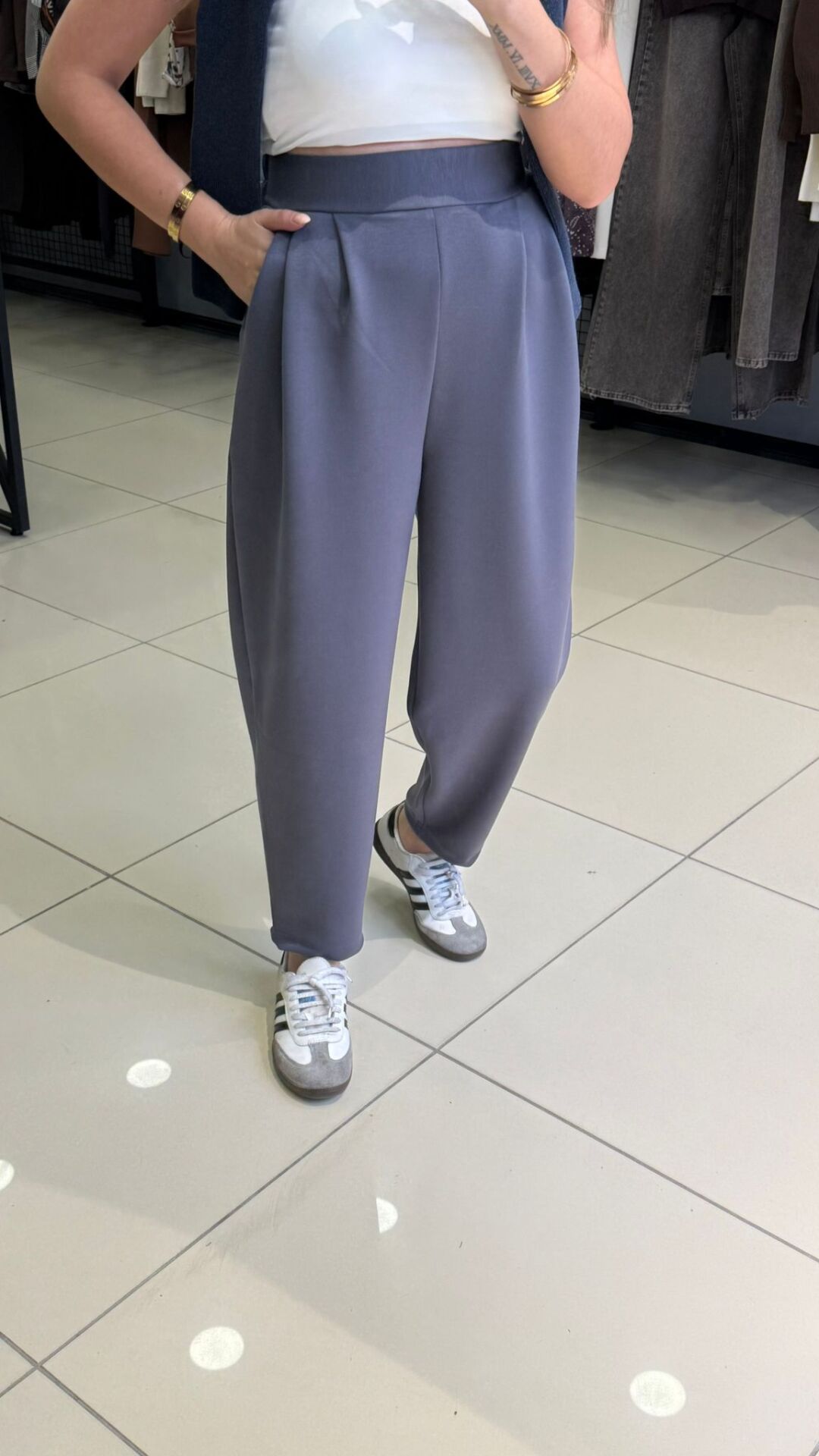 Modal Kumaş Şalvar Kesim Pantolon-GRİ