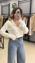 Premium DügmeliHırka-BEYAZ