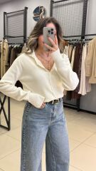 Premium DügmeliHırka-BEYAZ