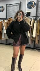 Marka Muadılı Deri Kusaklı Hırka