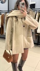 Kendinden Atkı Detaylı Ceket