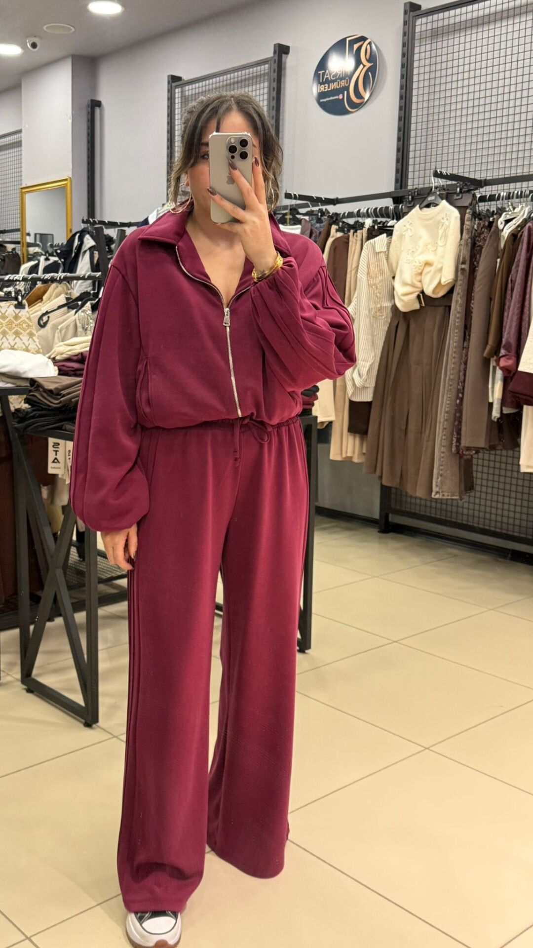 Bordo İçi Astarlı Bomber Ceketli Takım