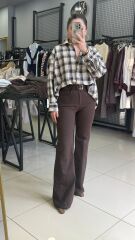 Kahve İspanyol Paça jean