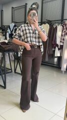 Kahve İspanyol Paça jean