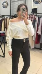 Omzu Düşük Oysho Bluz-BEYAZ