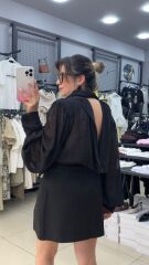 Şifon Arka Dekolteli Bluz